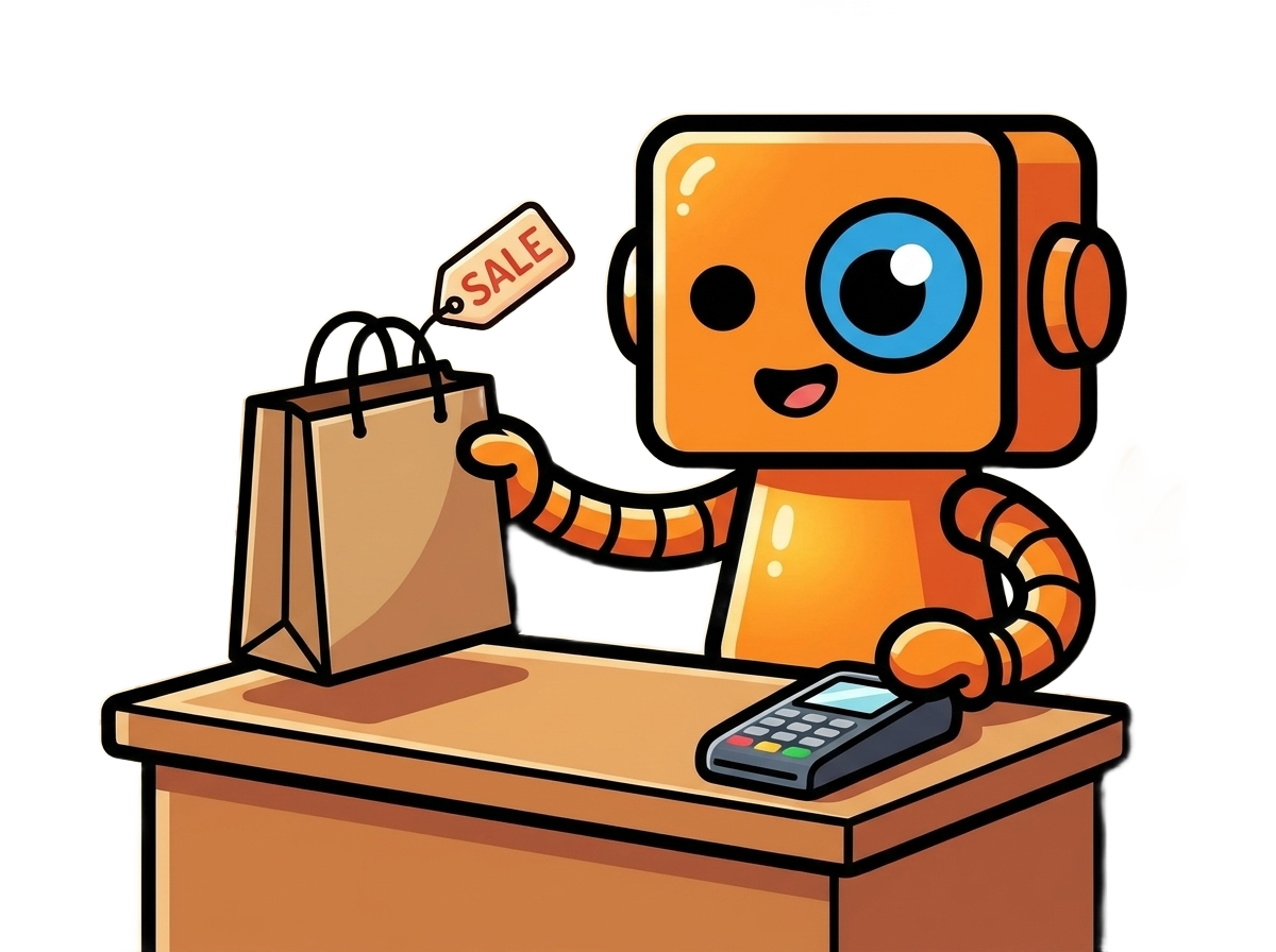 El asistente de Botzi atendiendo en la tienda