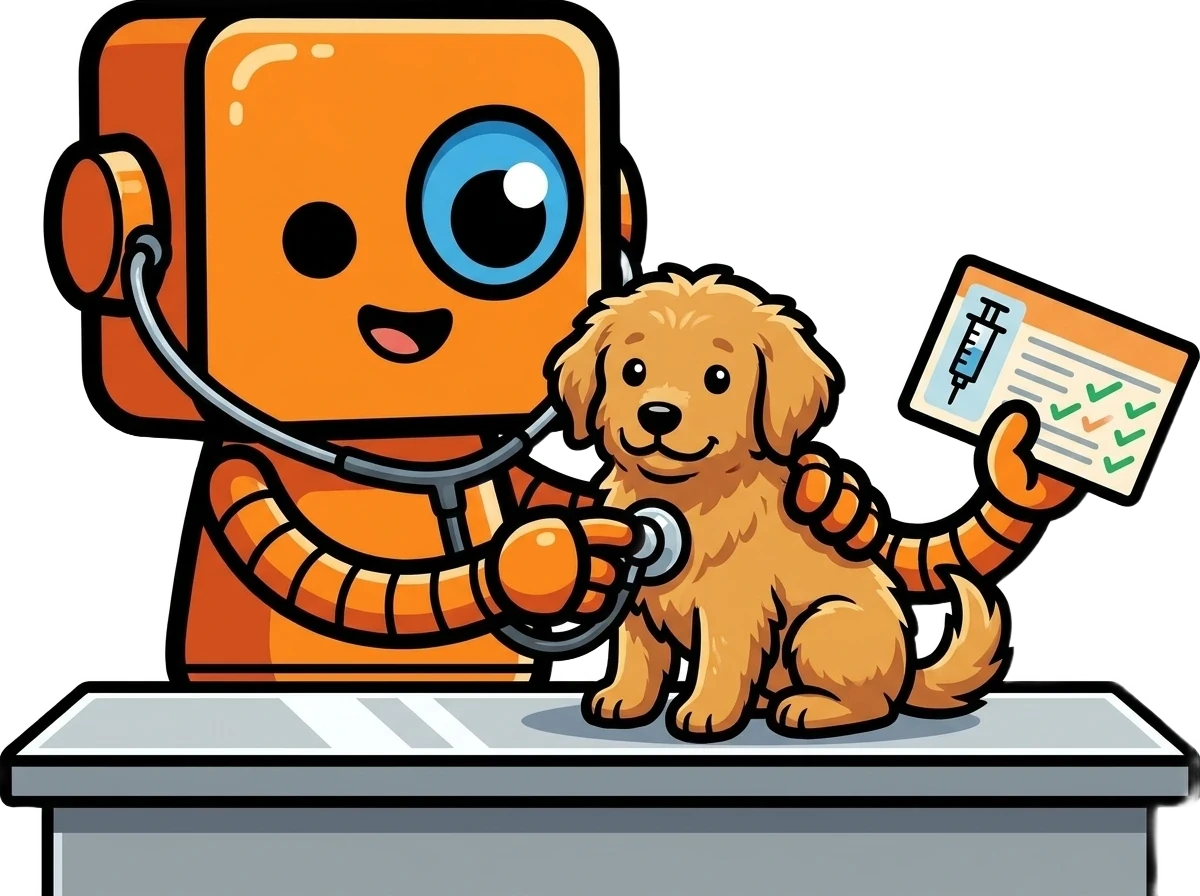 El asistente de Botzi atendiendo en la veterinaria